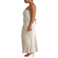 Ženska ramena satena maxi haljina od pune boje Cami haljina High Split elegantna večernja zabava formalna
