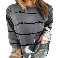 SoftMallow ženska plus veličina skitna majica s škap od tiskane dugih rukava labav bluza vrh