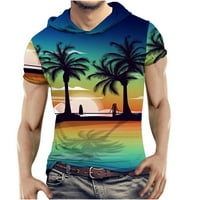 Muškarci Na Plaži Casual Summer Hawaiiani Štampani Pulover Kratki Rukavi Hoodies Shirt Bluza
