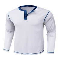 Niuer Men Henley Shirts Waffle T-shirt Crew Neck Tops Regular Fit Basic Tee Dugi rukav bluza White XL