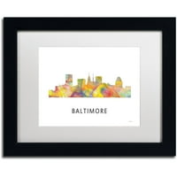 Zaštitni znak likovne umjetnosti 'Baltimore Maryland Skyline WB-1' platnena Umjetnost Marlene Watson,
