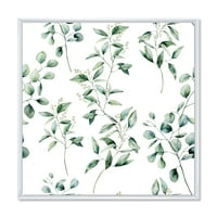 Designart 'zeleni eukaliptus biljne grane IV' tradicionalni uramljeni platneni zidni otisak