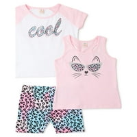 Majica za djevojčice Sweet Butterfly, šorc i šorc za bicikle, 3-dijelni komplet odjeće, veličine 4-16