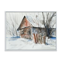 PROIZVODNJA 'Stara napuštena drvena kuća u zimskom snijegu Slika' Tradicionalni uokvireni platno zidno