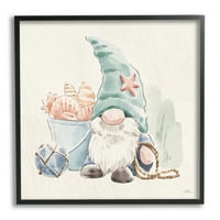Stupell Industries Fishing Gnome Summertime Starfish akvarel ilustracija, 24, dizajn Janelle Penner