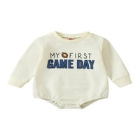 WSevypo novorođenčad dječački fudbalski bodysuit s dugim rukavima, moj prvi ragbi dan za igru ​​tiskani