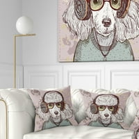 Designart smiješna Hipsterska Pudlica sa naočarima - savremeni jastuk za bacanje životinja - 16x16