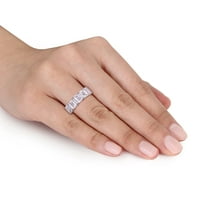 3- Carat t.g.w. Stvorio bijeli safir i karat t.w. Dijamantni 10kt bijeli zlatni poluvremeni prsten