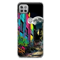 Motorola One 5G Shockproof Clear Hybrid zaštitna futrola za telefon Urban City Full Moon Graffiti Painting