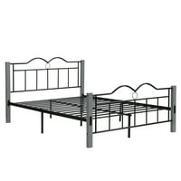 Aukfa metalni krevet na platformi pune veličine sa drvenim nogama za dečiju spavaću sobu, siva
