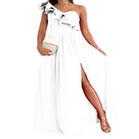 Rejlun Women Ljeto plaže Sundress ruffled maxi haljine jedno rame duga haljina labava casual formalno