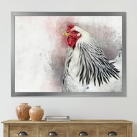 Designart 'Close Up Of White Columbia Brahma Rooster Bird' Tradicionalni Uokvireni Umjetnički Print