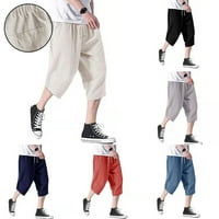 Fule Men 's Casual Cotton Linen Shorts dužina Yoga Fitness Baggy labave Fit pantalone