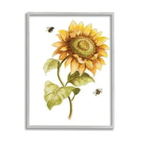 Stupell Industries minimal Sunflower Floral Blooming Bees Flying By, 30, Designed by Patricia Pinto