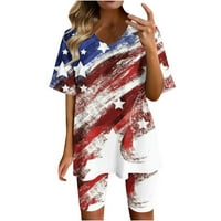 Štedne žene Patriotske outfit setovi 4. jula Dan nezavisnosti Američki zastava uzorak Ispis casual prevelizirane