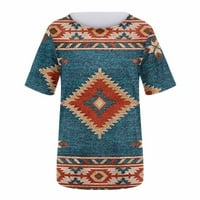 Grafičke teže za žene Vintage Trendy Western Aztec Ispis majica kratkih rukava Summer Casual Labave posade