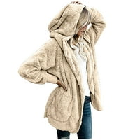 Zimske jakne ženske veće veličine ženski predimenzionirani otvoreni prednji kaputi sa Drapiranim džepovima