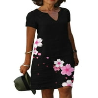 Niuer ženske Mini haljine cvjetne štampane kratke haljine Comfy V izrez elegantna Casual haljina kratki rukav ljetna plaža sarafan Bijela XL