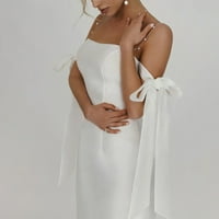 Ljetne haljine za žene čvrste duge navlake bez rukava Casual Daily off-the-Shoulder Dress White L