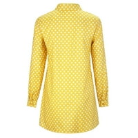 Ženski vrhovi bluza čvrste duge rukave Casual žene Moda Henley majice žuta m