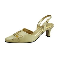 Alma ženske cipele sa otvorenim drškama široke širine zlatne 7.5
