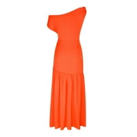 Caveitl Casual haljine za žene trendi, ženska ljetna moda jedna linija vrata Split pod za čišćenje praznične haljine narandžasta, M