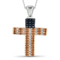 JewelersClub dijamant američka zastava ogrlica-Cross privjesak sa . Ogrlica Od Srebra-Originalna . CTW
