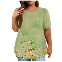 Apepal ženska veličina plus tiskana majica s kratkim rukavima Green 2xl