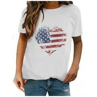 HHEI_K Ženska dana nezavisnosti Ležerna modna modna majica kratkih rukava The The Top Plus veličine za