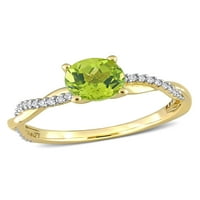 1-karatni T. G. W. Peridot i Carat T. W. Diamond 14kt zaručnički prsten od žutog zlata