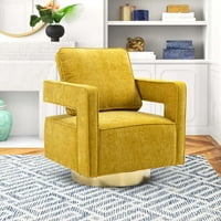 Aukfa Accent okretna Bačvasta stolica, moderna tapacirana okretna klupska stolica za spavaću sobu-žuta