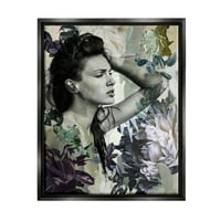 Floral Blossom Woman Collage Botanical & Floral Graphic Art Jet Crni Uokvireni Art Print Wall Art