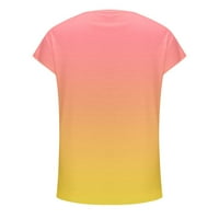 tklpehg ženske ljetne kratke rukave Shirt Clearance modni gradijent grafički Crew vrat Tees Shirts labave
