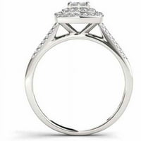 Carat TW Diamond 10kt zaručnički prsten od bijelog zlata sa dvostrukim oreolom