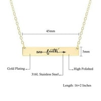 Faith Arrow Inspirational Stainless Steel Gold Gravirana Bar Ogrlica Religiozna Ogrlica Horizontalni Privjesak