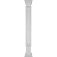 Ekena Millwork 8 W 9'H Craftsman Classic Square Non-konus Bungalov Fretwork kolona w Crown Capital & Crown