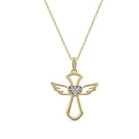 Carat T. W. Diamond 10kt žuto zlato Angel Wings Cross ogrlica