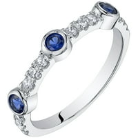 0. ct stvorio plavi safir pola vječnost slaganje prsten u srebra