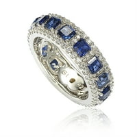 Sterling Silver Sapphire and Diamond Accesnt Modern Eternity Band