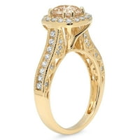 2.7 CT okrugli rez šampanjac simulirani dijamant 18k žuto zlato Godišnjica angažman halo prsten veličina