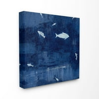 Stupell Home Decor Deep Blue Fish Negative Space Siluete Painting Canvas Wall Art