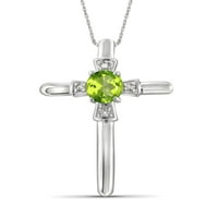 JewelersClub Peridot Cross Ogrlice za žene-Sterling Silver Cross ogrlica za žene . Srebrni krst sa bijelim