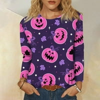 Strungten Halloween Ženska Moda Casual Dugi rukav Print okrugli vrat pulover Top bluza ženski ljetni vrhovi