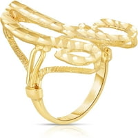 Floreo 10k žuto zlato personalizirano pismo izuzetno veliki Kurzivni početni prsten