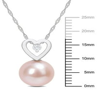 Miabella ženski ružičasti biser i dijamantski naglasak 10kt privjesak za srce od bijelog zlata