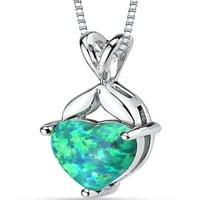 1. ct Oblik srca kreiran zeleni Opal privjesak od srebra, 18