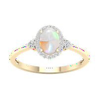 Carski dragi kamen 10k žuto zlato Ovalni rez Etiopski Opal CT TW dijamantski Halo ženski prsten
