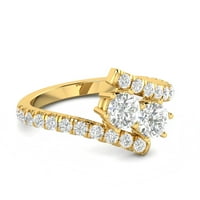 1. Karatni TW dijamant dva kamena prstena od 10k žutog zlata