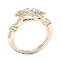 3 4ct TDW dijamant 14k žuto zlato osmougaoni okvir Halo zaručnički prsten