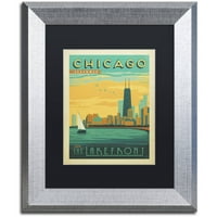 Zaštitni znak likovne umjetnosti Chicago II Canvas art od Anderson Design Group Black Matte, srebrni okvir